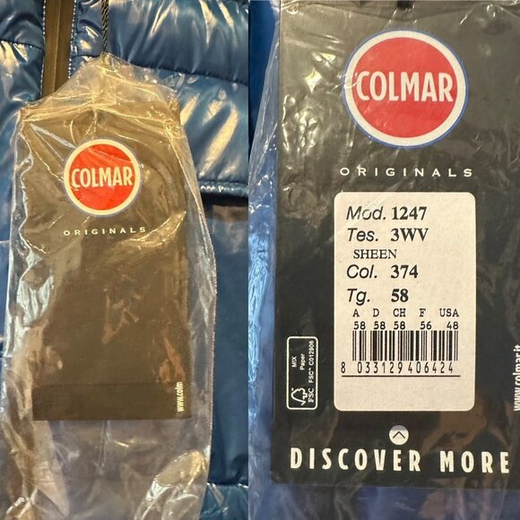 COLMAR Originals $459 Lightweight Duck Down Puffer Jacket Hoodie Zip 58/48 XXL - Picture 9 of 16